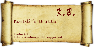 Komlós Britta névjegykártya